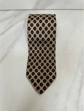 Vintage Robert Talbott beige geometric 100% Italian silk tie